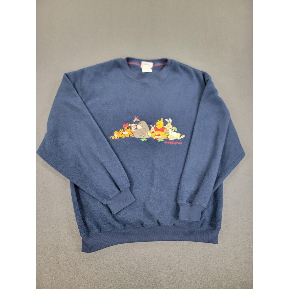 Vintage Disney Winnie  Pooh Sweatshirt Mens Medium Blue Pullover‎  Embroidered